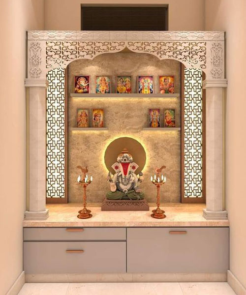 Plywood Wooden Mandir Designs for Home