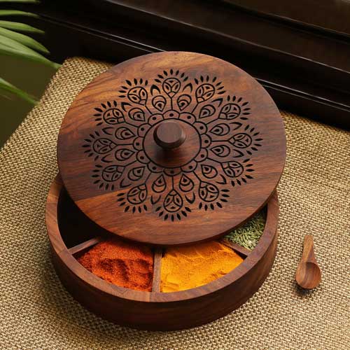 wooden spice box