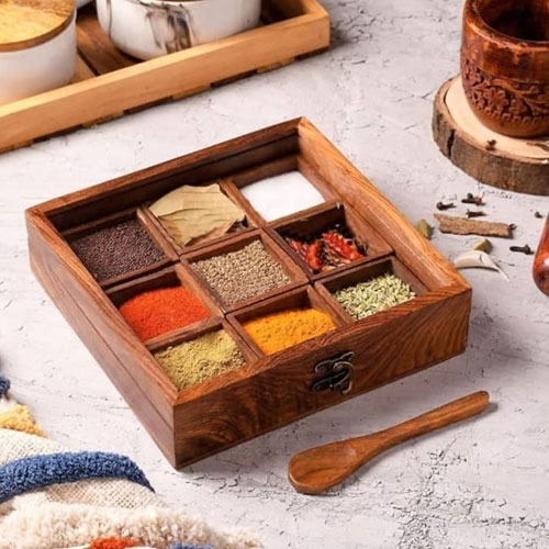 wooden spice box