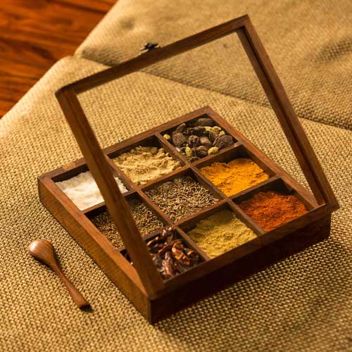 wooden spice box